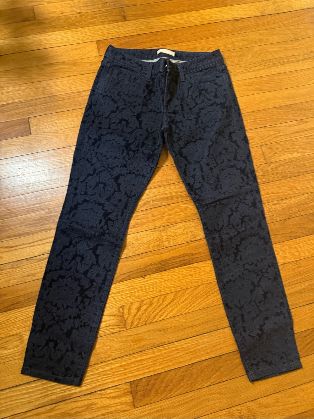 Banana Republic Navy Floral-Textured Skinny Jeans